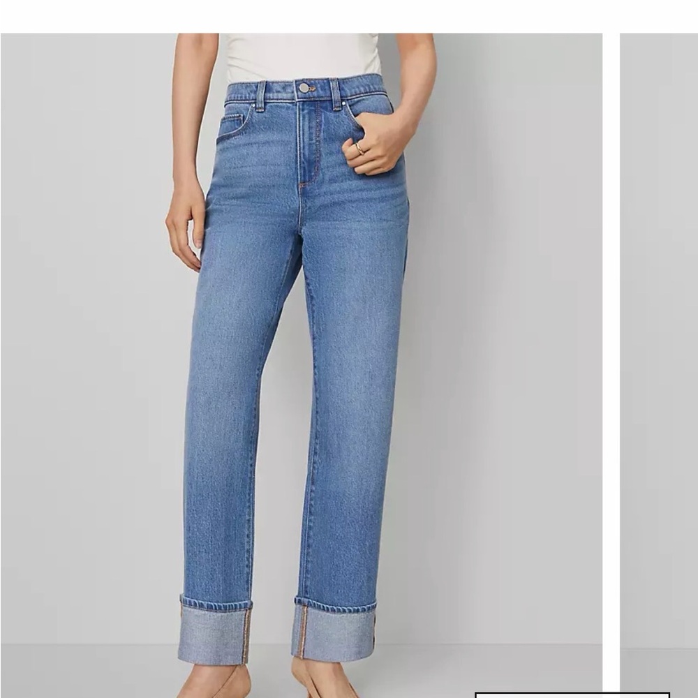 Ann Taylor Boyfriend cuffed jeans. Very soft.